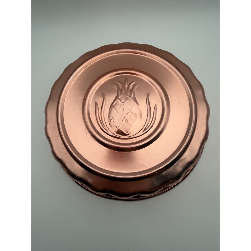 Vintage Copper Aluminum Pineapple Jello Mold Round Fluted Cake Tin Wall Decor